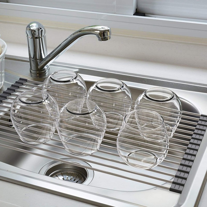 Ahyuan Roll up Dish Drying Rack Over The Sink Kitchen