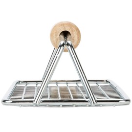 AME D'ESSENCE (3-PCS) Bacon Press Chrome Plated Wire Light Weight Medium Size 8 x 4 w/Wooden Handle