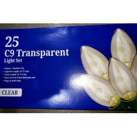 SEASONAL SPECIALTIES NEW CHRISTMAS LIGHTS C-9 25 CLEAR 25 FT LONG INDOOR/OUTDOOR WEDDING TRANSPARENT