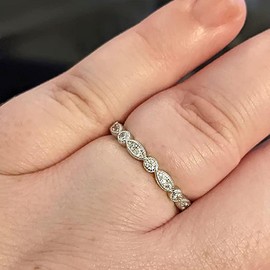 SHELOVES Vintage Infinity Eternity Rings for Women CZ 925 Sterling Silver Ring Stacking Wedding Band Sz R