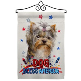 Breeze Decor Patriotic Yorkshire Garden Flag Set Wall Hanger Dog Puppy Spoiled Paw Canine Fur Pet Nature Farm Animal Creature House Banner Small Yard Gift Double-Sided, Made in USA