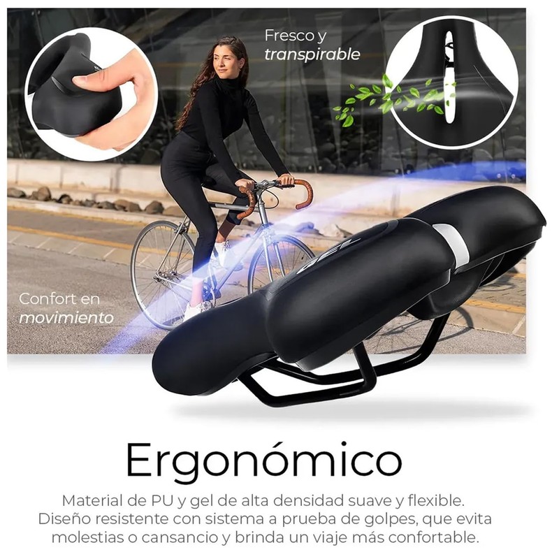 Lecute Asiento Bicicleta Impermeable Prostatico Ergonomico Bici Sillin Comodo Cojin