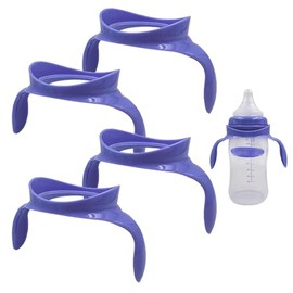 Baby Bottle Handles Compatible with Lansinoh Baby Bottles, Compatible Ergonomic Lansinoh Bottle Holder for Newborn, 4 Pack, Purple