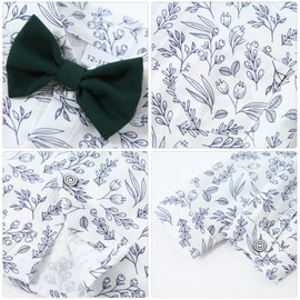 YALLET Toddler Baby Boy Clothes Suit Gentleman Wedding Outfits, Formal Dress Shirt+Bowtie+Vest+Boutonniere+Suspender Pants Green