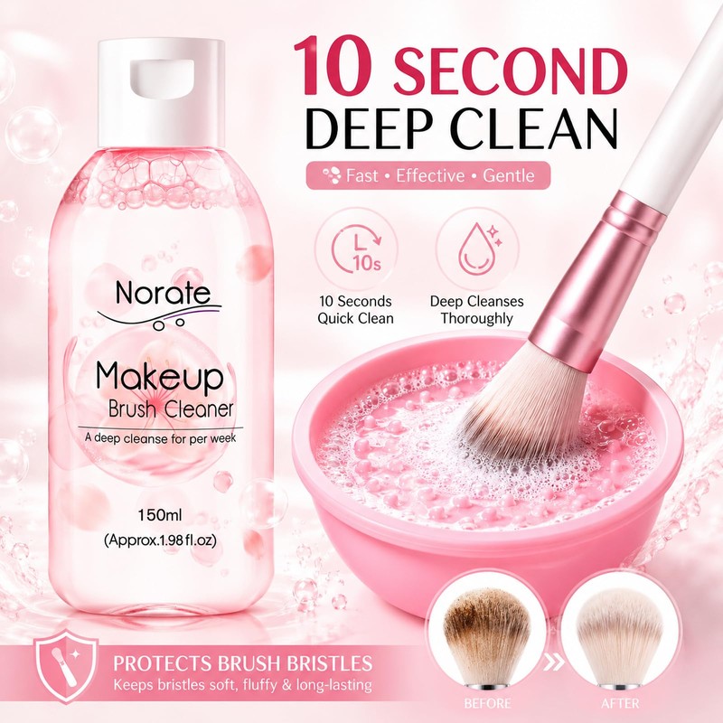 Makeup Brush Cleaner Solution + Brush Cleaning Bowl, 2 Piece