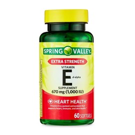 Generic Spring Valley Vitamin E Extra Strength Vitamin E D-Alpha Spring Valley Softgels, 670 mg (1,000 IU), 60 Count