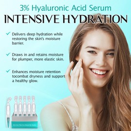 3% Hyaluronic Acid Serum, 30 Pieces Hyaluronic Acid Serum for the Face, Hyaluronic Ampoules Extract Moisturising High Hydrating Aging Firming Smoothy