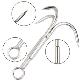 FWEEK 3 PCS Grappling Hook Stainless Steel 3-Claw Hook, Heavy Duty Anchor Hook Set-M L MAX Size, Outdoor Climbing Claw for Hiking, Tree Limb Removal, Catch Fish