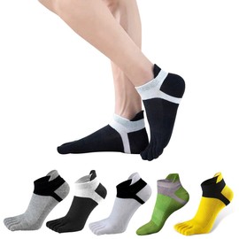 Harudawoo 5 Toe Socks, Sports, Leisure, 5 Toe Socks, Antibacterial, Deodorizing, Sweat Absorbent, Quick Drying, Exercise, Running Socks, 9.1 - 11.0 inches (23 - 28 cm), Set of 5 Pairs, HW-FT-01