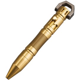 MecArmy TPX8 Mini Brass Pen Luxury Executive Lightweight Retractable Metal Pen Ink Refillable Novelty Pocket EDC Writing Ballpoint Pens with 1 D Key Ring