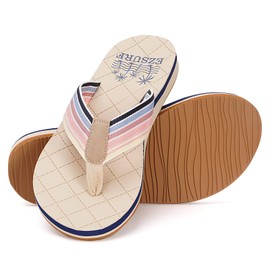 EZSURF Womens Flip Flops Comfortable Summer Beach Slippers with Arch Support,Beige US10