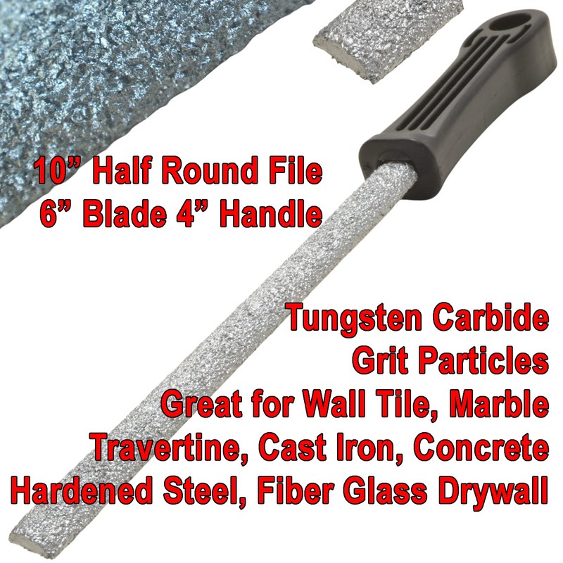 Tile File Tungsten Carbide Grit Edge File Medium Grit 6"