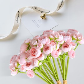 STONESTAR 18 PCS Ranunculus Artificial Flowers 18 Pcs Blush Faux Silk Mini Ranunculus Bulk Fake Wedding Filler Flowers for DIY Pink Bouquets