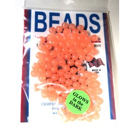 6MM Beads - Orange - Glow in The Dark - 100 Pack - for Fishing Tackle or Jewelry - #6MMORGLO - Hard Plastic