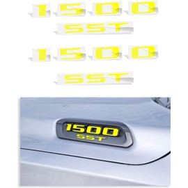 1500 SST Hood Emblem Overlay Decal Stickers - 2025 Ram 1500 Bighorn, Laramie and Warlock w/3.0 I6 Hurricane (Color: Bright Yellow)