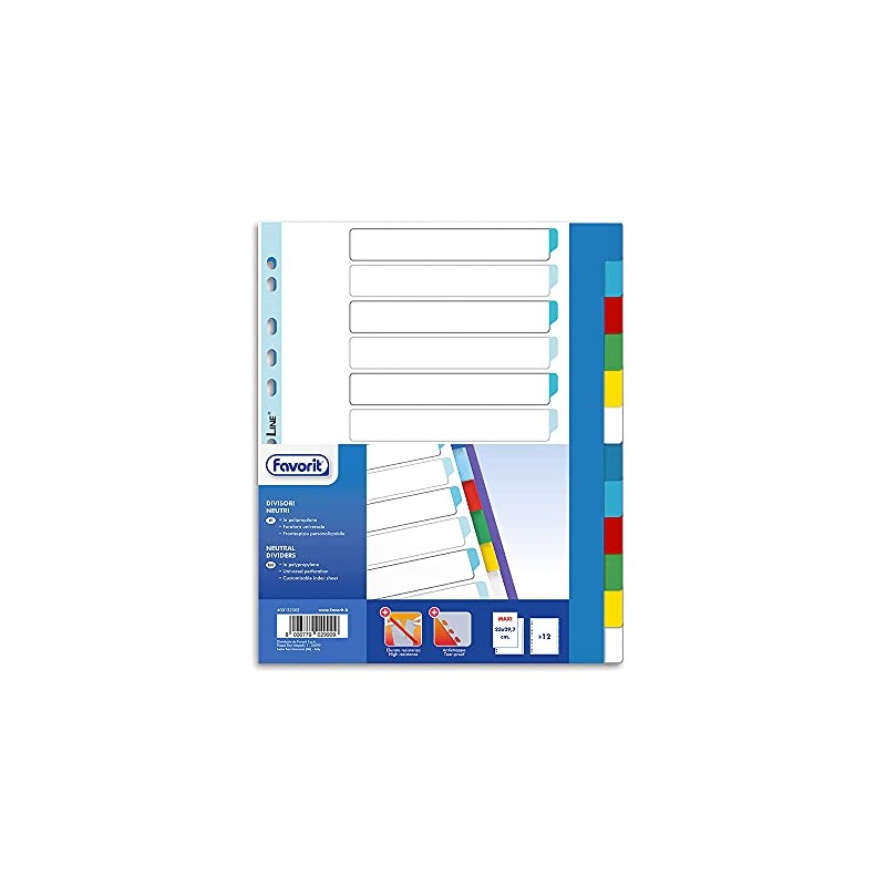 Favorit 400132502 Universal Hole Dividers for Ring Binders with 12