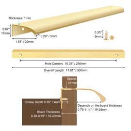 Malimali 10 Pack Gold Kitchen Cupboard Handles Finger Edge Pulls for Cabinets and Drawers, 300mm Wardrobe Door Handles Modern Aluminum Bathroom Cabinet Handles, Brushed Brass