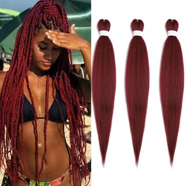 Pre Stretched Braiding Hair Professional Crochet Braid Hair 30 Inch 3 Packs Soft Synthetic Braiding Hair Extensions for Twist Senegalese Crochet Hair(30",BUG)
