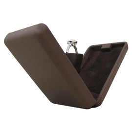 Flat and Slim Pop-the-Question Jewelry Engagement Proposal Wedding Ring Box with Secret Surprise Elements (Deep Charcoal Black)