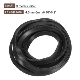sourcing map Sourcing Map U Channel Edge Trim, 9.8ft Length Rubber Guard Seal Strip Protector, Flat Type Fit for 4.5-5mm Edge, (23/64" W x 7/16" H) Black