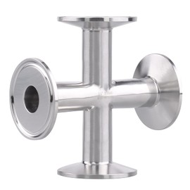 DERNORD Abrazadera cruzada de 4 vías para montaje sanitario de 3,8 cm de acero inoxidable 304, tubo de 20 mm de diámetro exterior