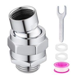 Shower Head Swivel Ball Adapter - Solid Brass Adjustable Shower Arm Extension Universal Connector Ball Joint Component for Flexible Shower Positioning (Chrome)