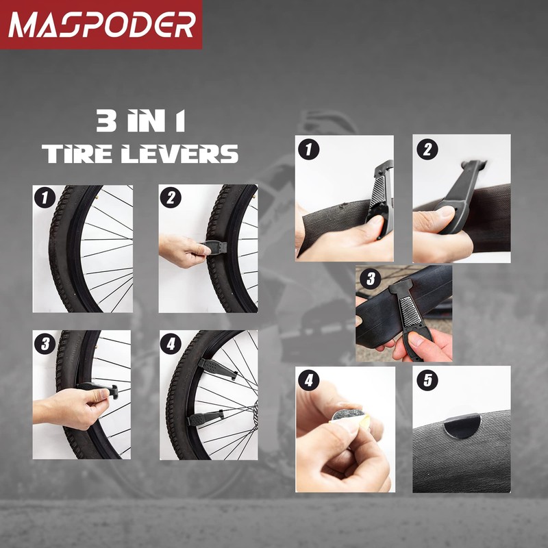 MASPODER Bike Tool Kit, Bike Saddle bag with Bike Pump