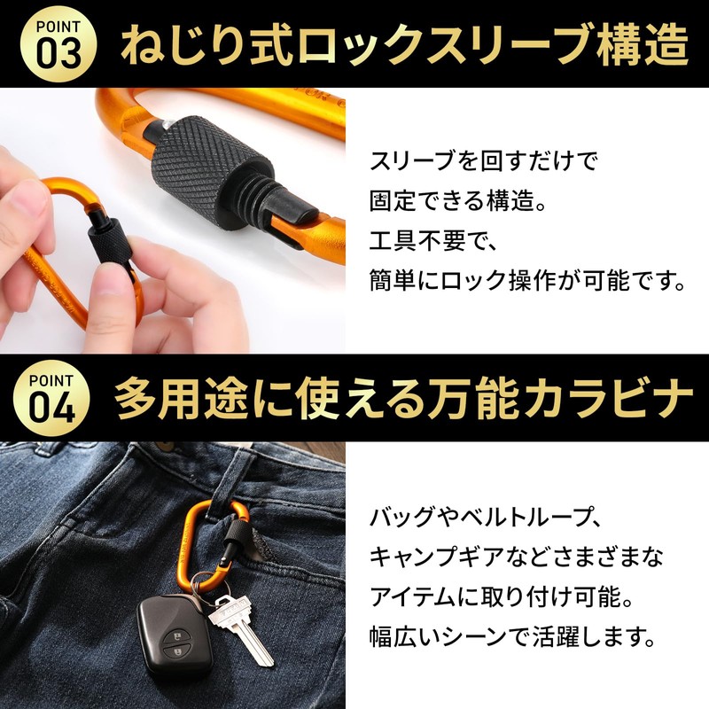 SasuGadget Lock Carabiner, Small Lightweight Keychain for Outdoor Camping Fishing