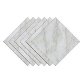 Wallercity Shiny Gray/White Marble Peel and Stick Floor Tile 12" x 12" Kitchen Bathroom Waterproof Vinyl Flooring Tiles Stick on Floor Tiles for Bedrooms Basement Linoleum Flooring Sheet Panels 6PCS