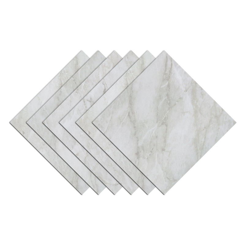 Wallercity Shiny Gray/White Marble Peel and Stick Floor Tile 12"