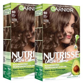 Garnier Nutrisse Tinte para el cabello, 60 castaño natural claro (bellota)., Paquete con 2
