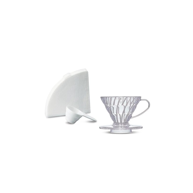 Hario VD-01-T-EU Coffee Brewer, Filter Paper, Scoop, V60, Plastic