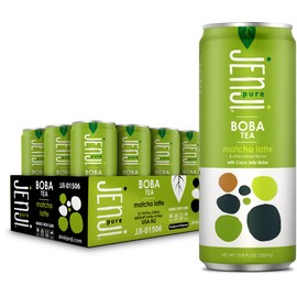 Jenji Pure Boba Tea, Matcha Latte Flavor | 10.8 fl oz, Pack of 12 | Plant-Based Beverage