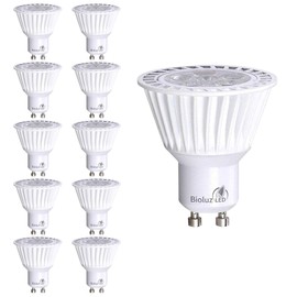 Bioluz LED 10 Pack Commercial Grade GU10 LED Bulbs Dimmable 3000K 50W Halogen Replacement 120v UL Listed (Pack of 10)