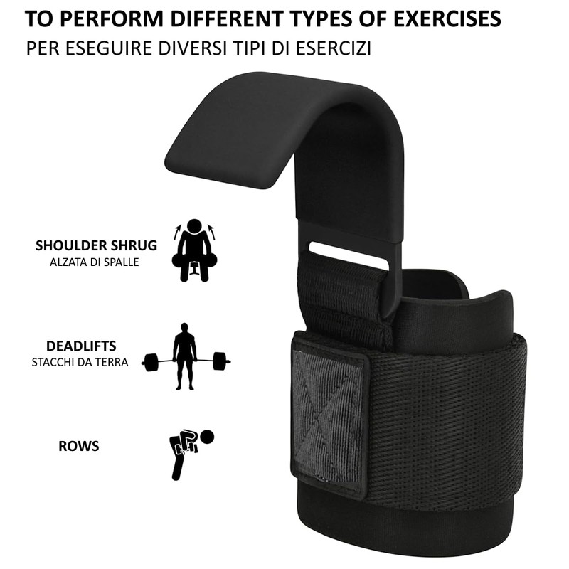 Weight Lifting Hooks Wrist Padding Pair of Straps 8 mm