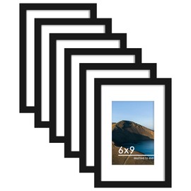 PEALSN 6x9 Picture Frames Set of 6, Display Pictures 4x6 with Mat or 6x9 Without Mat for Wall Mounting or Table Top, Photo Frames Collage for Wall Decor, Black.