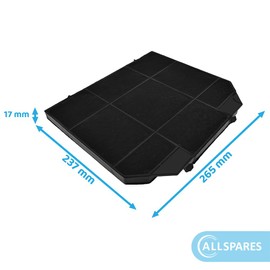 AllSpares Activated Carbon Filter for Cooker Hood Suitable for AEG-Electrolux Zanussi EFF72 / MCFE04 / 9029800480/9029793636, Faber 112.0157.243 and Smeg KITFC161 (265x236x15mm)