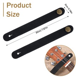 2pcs Leather Guitar Neck Strap, Acoustic Guitar Headstock Strap Tie with Button for Guitar Amp Headphone Adapter, Ukulele Strap Lock Guitar Strap Adapte Locking Guitar Accessories for Electric Bass
