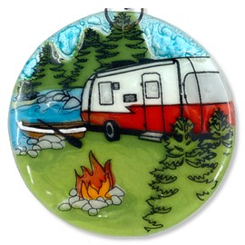 Ruth's Ethical Goods Camper Christmas Tree Ornament - Art Glass Light Catcher