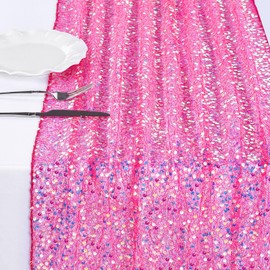 Hot Pink Table Runner Girls Party Table Runner 25X120 inch Elegant Table Runner for Mermaid Party Wedding Birthday Ceremony