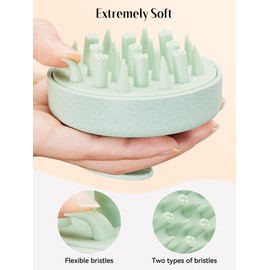 HEETA Hair Scalp Massager for Hair Growth, Shampoo Brush, Scalp Exfoliator with Soft Silicone Bristles, Scalp Scrubber for Dandruff Removal to Relieve Stress, Wet Dry Hair, Updated Material, Green