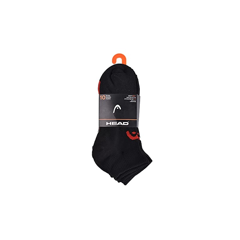 Head Men's Quarter Athletic Sport Socks 10-Pack (Black)