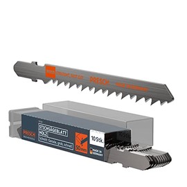 Presch Jigsaw Blades Wood Pack of 10 Extremely Fast, Straight Cut (5-50 mm) - Professional Jigsaw Blade Set - T-Shank for Any Jigsaw - Saw Blades for Kitchen Worktops, OSB, etc