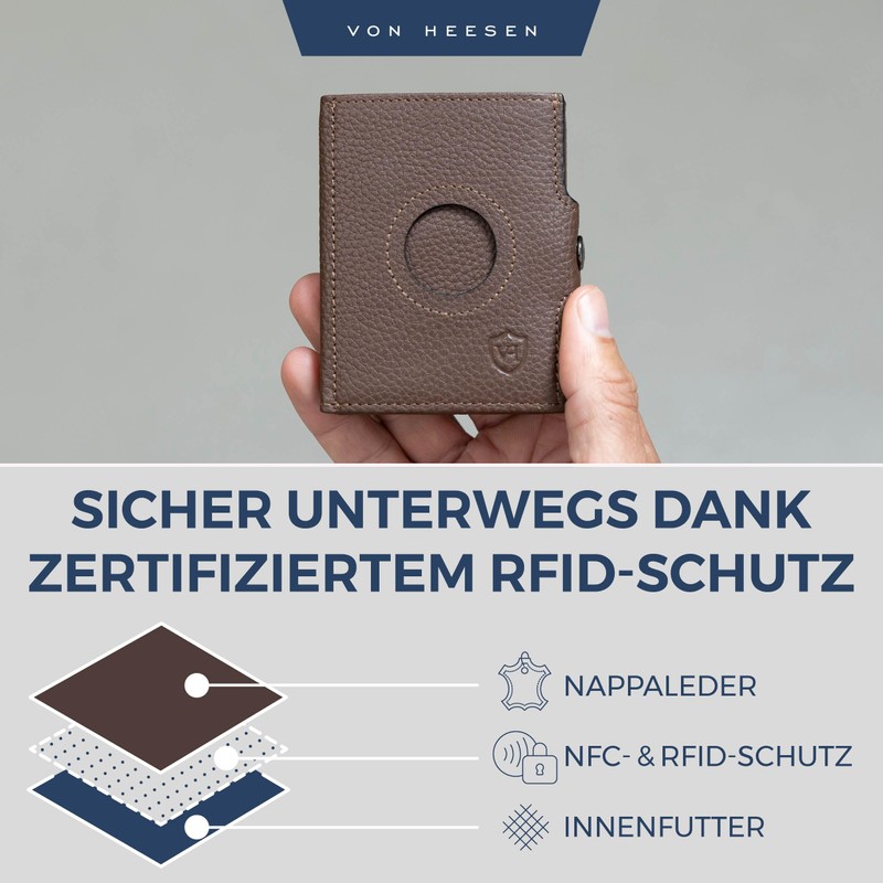 VON HEESEN Slim Wallet with RFID Protection - Mini Wallet