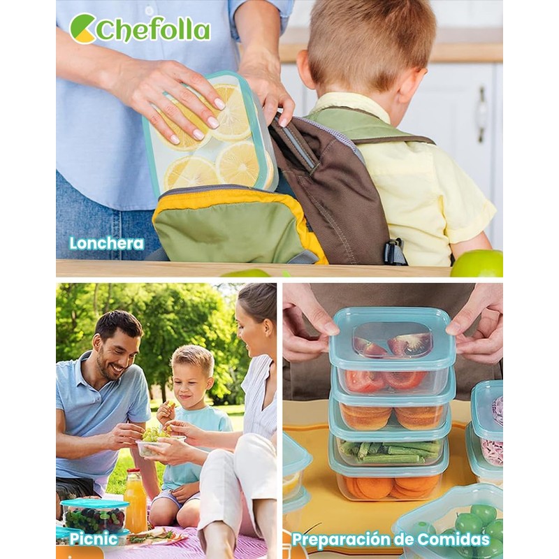 CHEFOLLA Contenedores para Alimentos Recipientes de Plastico de Termorresistente y