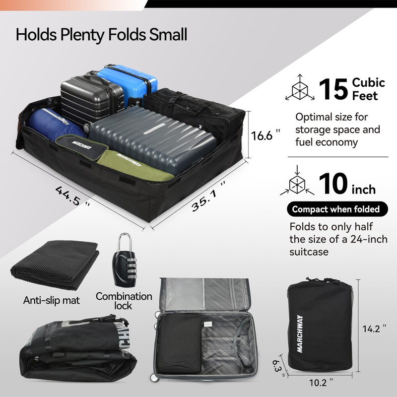 MARCHWAY Waterproof Car Roof Luggage Bag, Weatherproof Soft Shell Rooftop