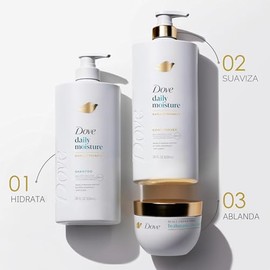 Dove Damage Therapy Champú de humedad diaria para cabello seco con tecnología de cuidado de bio-proteínas y suero hialurónico, 28 onzas líquidas