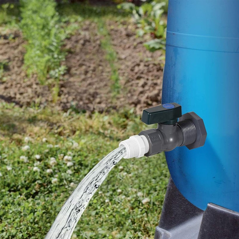 SEIWEI Regentonne Ablassventil Kit, 1" Regenfass-Zapfensatz mit Schottanschluss und Gewindeabdichtung