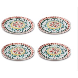 Food Network Mesa Felix Melamine Dinner Plates Multi-Color - Set of 4 - New