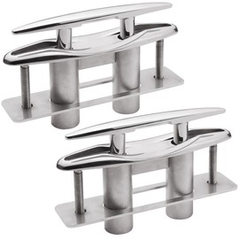 SHENGHUISS Boat Pull Up Deck Cleat 316 Stainless Steel Retractable Heavy Duty Flush Mount Dock Cleat with Backing Plate and Lock Nuts 6 inch 2 Pack